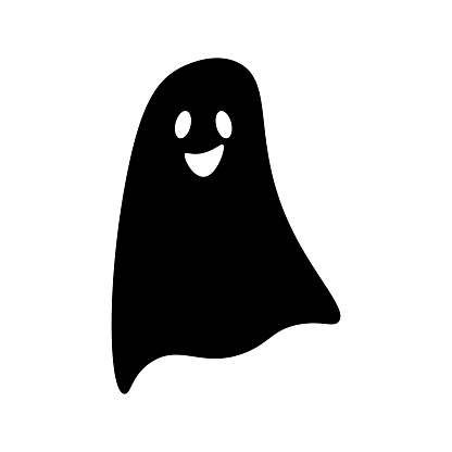 Cute Ghost. Silhouette. Vector illustration isolated on a white background.