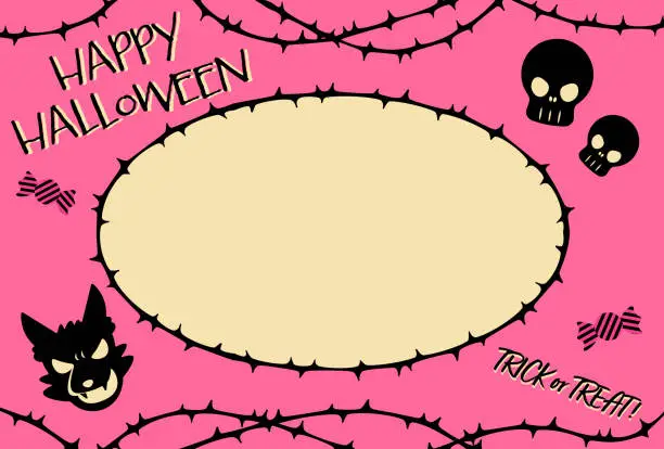 Vector illustration of Happy Halloween, Skull, Werewolf. Postcard. Banner. Greeting Card.