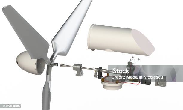 Windmill Blueprint Exploded View Windmill Electric Components In Exploded View Stock Photo - Download ...