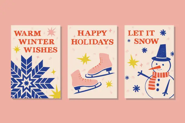 Vector illustration of Christmas Advent Greeting Cards  Set 3