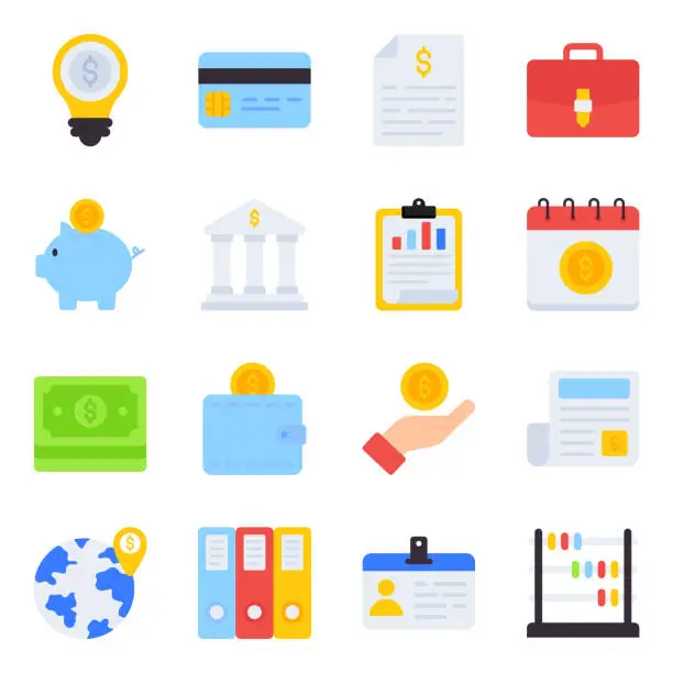 Vector illustration of Pack of Business Flat Icons
