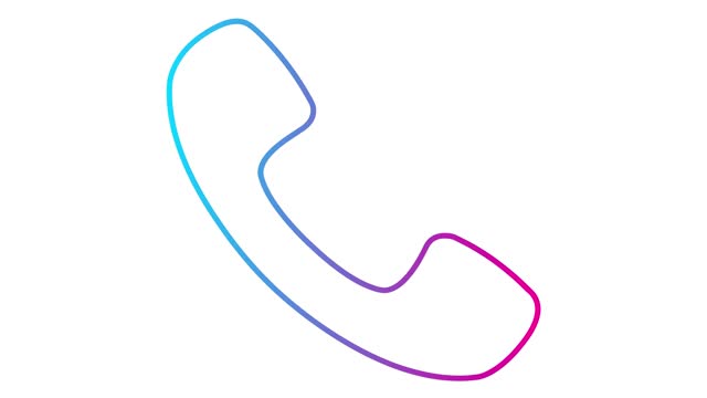 Animated pink blue linear icon of phone. Symbol of handset. Concept of communication, support. Looped video. Vector illustration isolated on white background.