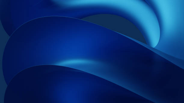 istock Abstract blue background with waving geometry. 3d illustration 1718091916