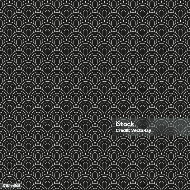 Textured Scallop Ripple Pattern Seamless Art Deco Scallop Pattern Background Texture Stock Illustration ...