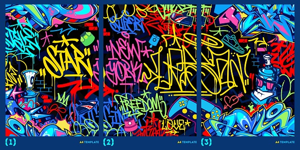Abstract Graffiti Style A4 Poster Vector Illustration Art