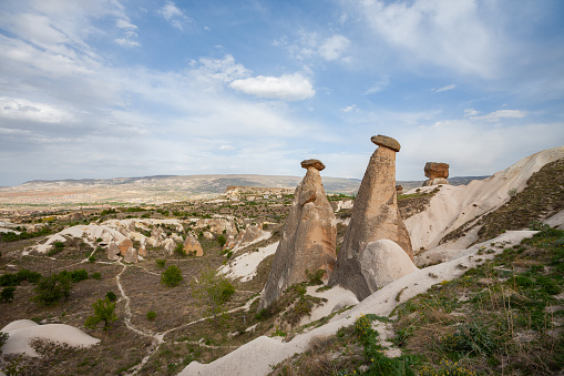 Fairy chimneys at the valley near Ürgüp, Cappadocia, Turkey.