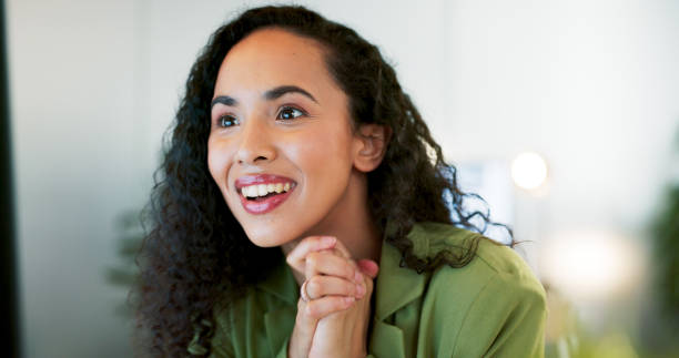 istock Video call, business woman and computer in office for virtual networking, global communication and remote work planning  on webinar. Zoom call, corporate employee and meeting on desktop technology 1718173209