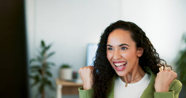 istock Video call, business woman and computer in office for virtual networking, global communication and remote work planning  on webinar. Zoom call, corporate employee and meeting on desktop technology 1718173213