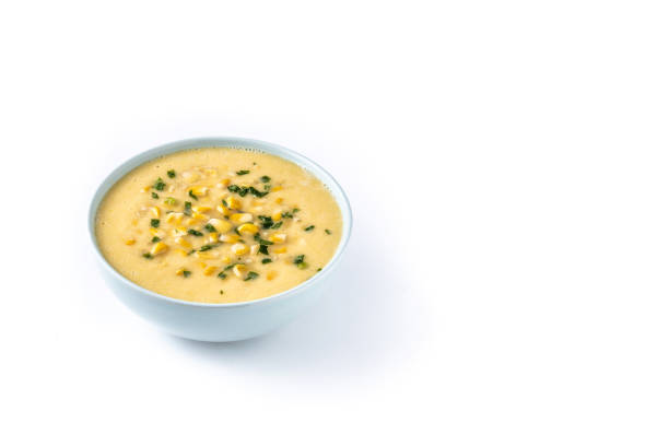 istock Corn soup in white bowl isolated on white background 1718192954