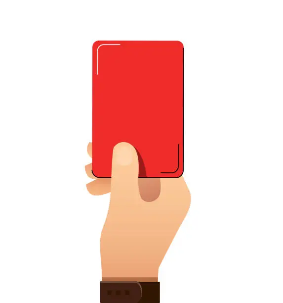 Vector illustration of Soccer, referees hand with red card