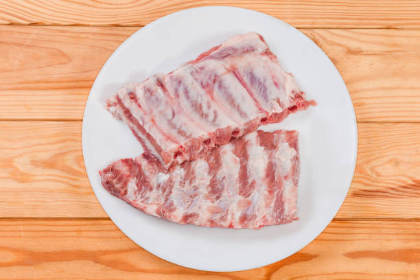 Close up hand fried pork ribs