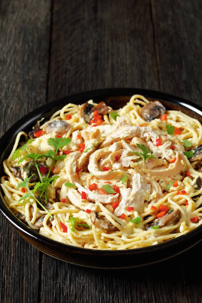 istock Chicken Pasta Bake with mushrooms, cheese, cream 1718203667