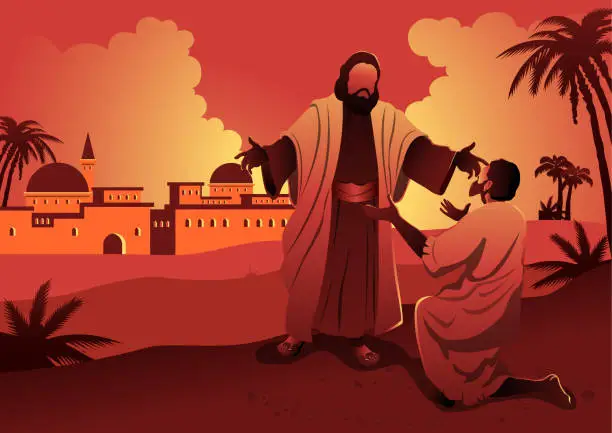 Vector illustration of The prodigal son biblical series