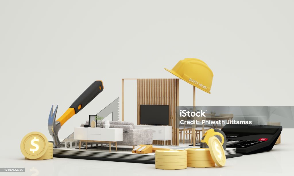 Interior Design Concept Of The Contractor And Construction Cost