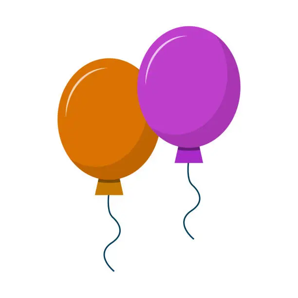 Vector illustration of Orange and purple balloons. Vector.