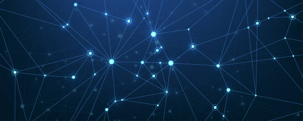 istock Vector connections of lines and dots. Technology banner template. Graphic abstract background communication. Minimal array with compounds lines and dots. Digital data visualization 1718311340