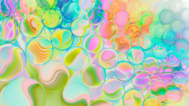 Abstract rainbow fractal art background, like soap bubbles.