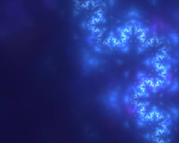 Blue abstract fractal background with copy space. Based on the Koch Snowflake fractal.