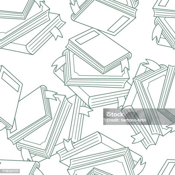 Book Pattern Outlined Books Line Art Seamless Pattern Suitable For Backgrounds Wallpapers ...