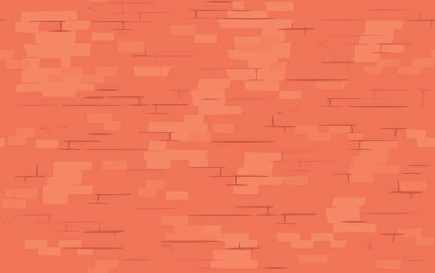 pomarańczowa kreskówka ceglana ściana, proste bezszwowe tło - fortified wall stone built structure backgrounds stock illustrations