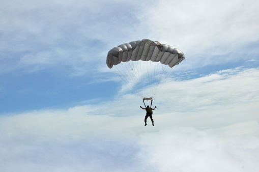 Paragliding pilot with customer. Tandem paragliding.