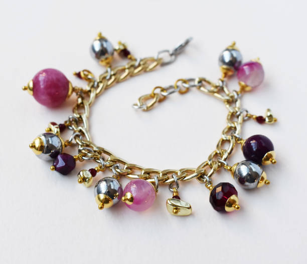 Beautiful gemstone crystal bracelet, unique handmade stone bead jewelry background, promotional photo for an online jewellery store