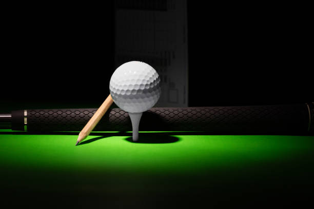 istock Golf Ball Pencil and Club Handle grip with score card 1718383707