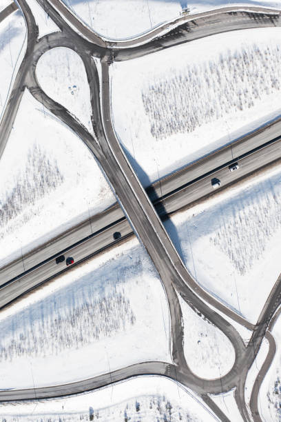 istock Winter highway aerial view 1718477357