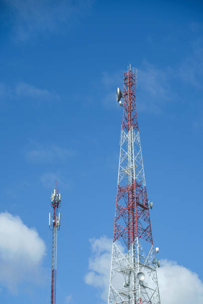 istock 4G or 5G digital data telecommunication tower network telephone cell site with blank sky copy space for text, communication internet infrastructure technology. 1718479609