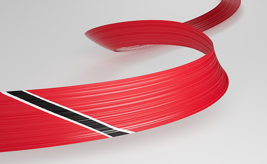 3d Flag Of Trinidad And Tobago 3d Wavy Shiny Ribbon Isolated On White Background 3d Illustration