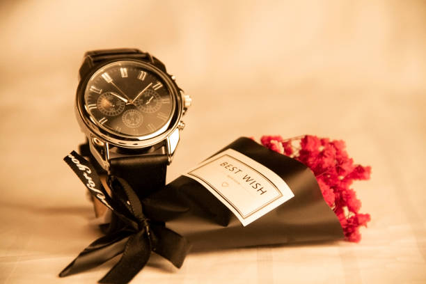 Gift  for men - wrist watch artificial flower bouquet