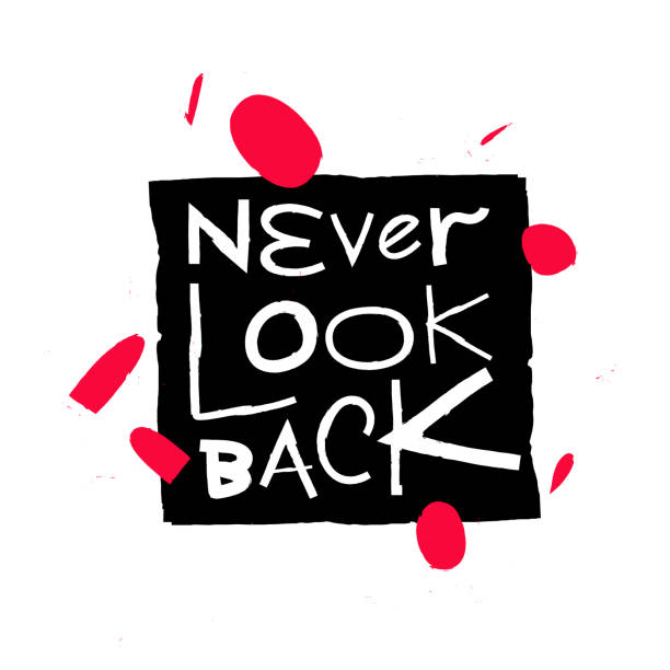 istock Cool sticker with the inscription - Never look back. Lettering. Beautiful fashionable handwritten font. A postcard with a quote. 1718496760