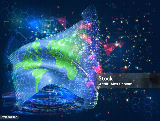 World Map Vector Flag Virtual Abstract 3d Object From Triangular ...