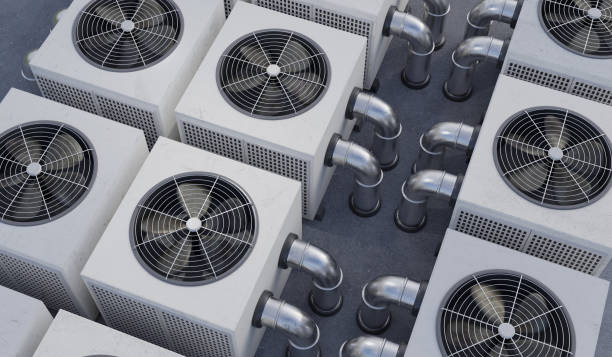 агрегаты hvac (отопление, вентиляция и кондиционирование воздуха). 3d-иллюстрация. - промышленность стоковые фото и изображения