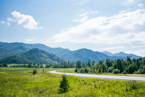 Panoramic views along the Chuysky tract. Altai Republic, Russia.