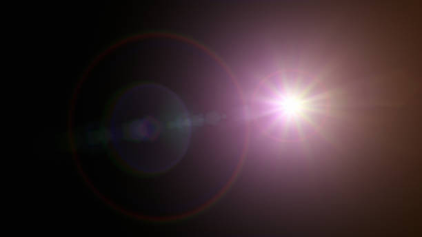 istock Red lens flare overlay on black background design element 1718517172