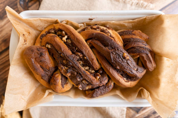 istock Freshly baked Chocolate babka, top view. 1718539639
