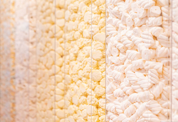 istock Pastel yellow marshmallows in a shop window 1718548460