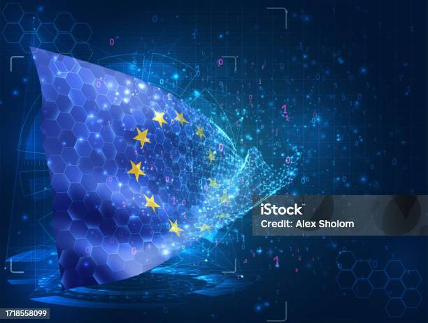 European Union Vector Flag Virtual Abstract 3d Object From Triangular ...