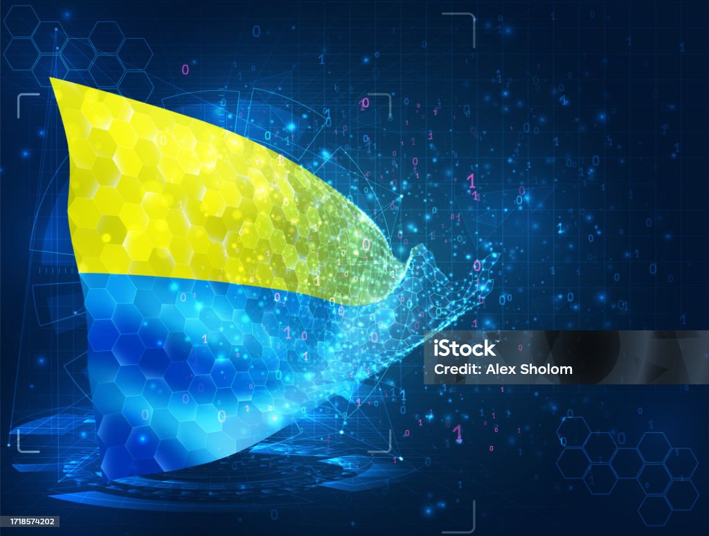 Ukraine Vector Flag Virtual Abstract 3d Object From Triangular Polygons ...