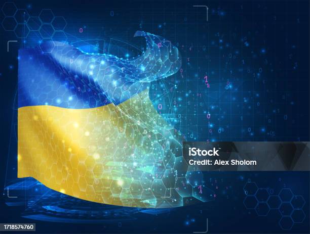 Ukraine Vector Flag Virtual Abstract 3d Object From Triangular Polygons ...