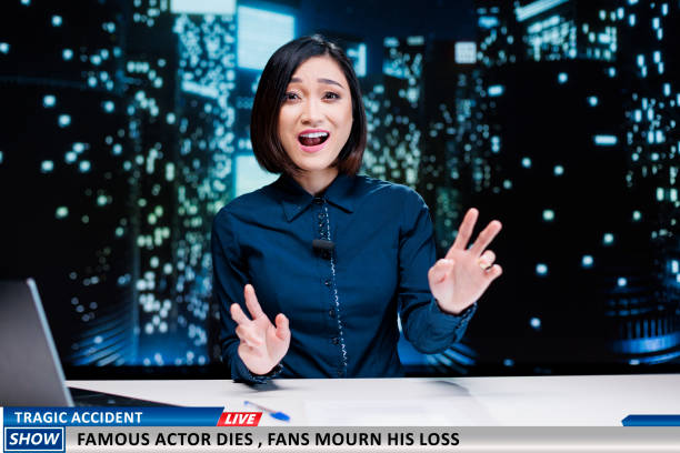 istock Journalist talks about tragic accident 1718589114