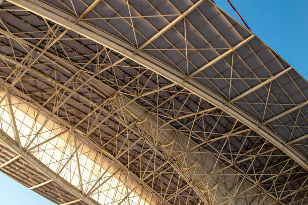 istock Unusual metal construction, modern architecture, bridge fragment 1718597577