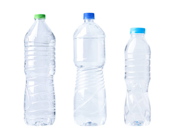 Plastic water bottle isolated on white background.