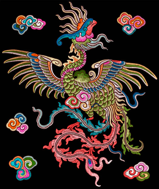 istock Chinese color embroidery imitation phoenix clipart 1718610511
