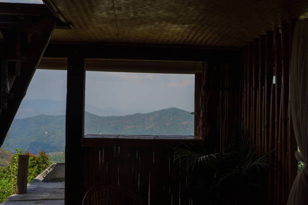 istock View from window in the mountains and beautiful sky, nature view background. 1718617557