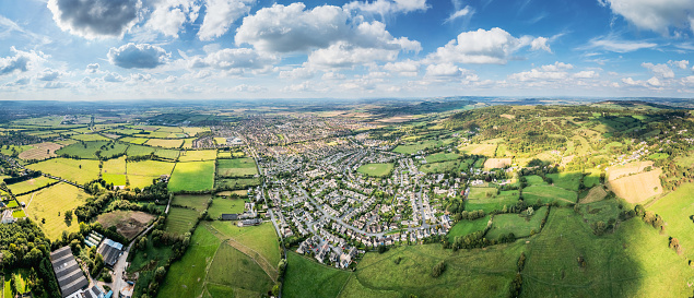 Beautiful panorama view of Woodmancote, near Cheltenham, UK, daytime