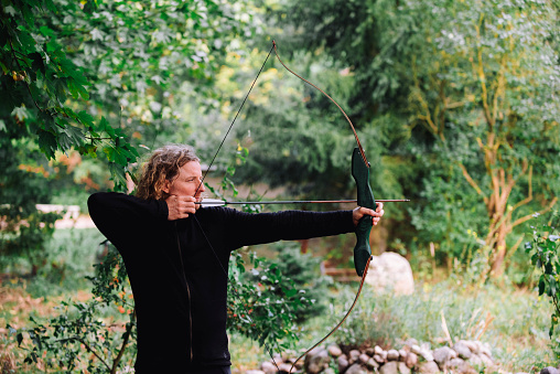 Archery practice in the garden