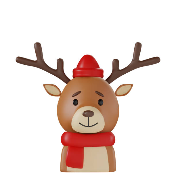 istock render of a Christmas reindeer wearing a red hat and scarf. Vector 3D illustration 1718647434