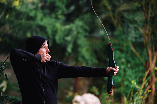 Archery practice in the garden
